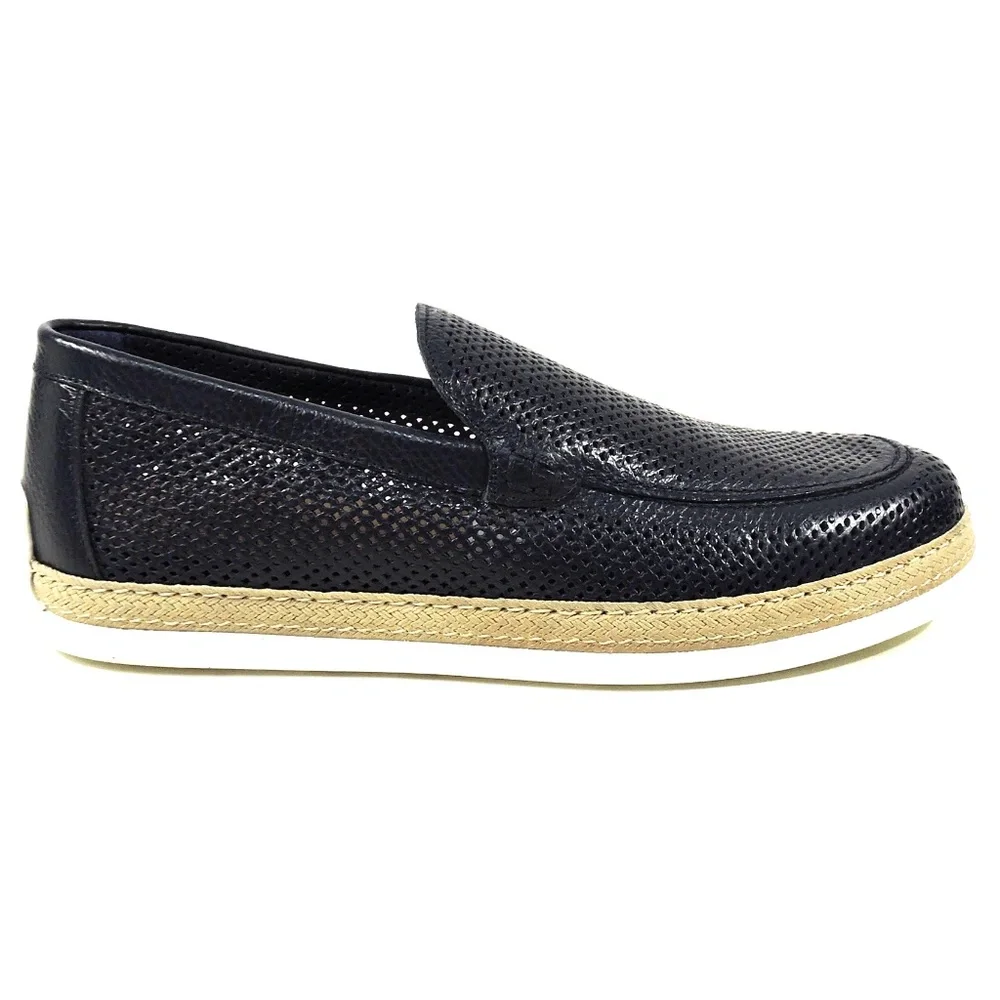 PRINCIPE DI BOLOGNA 🇮🇹 MEN'S BLUE SOFT LEAHER SUMMER FLAT LOAFERS - Picture 4 of 7